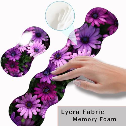 Keyboard Wrist Rest and Mouse Pad with Wrist Support Set Ergonomic Coaster,Memory Foam,Easy Typing Pain Relief,Large XL Desk Mat 31.5"x 11.8",African Daisy