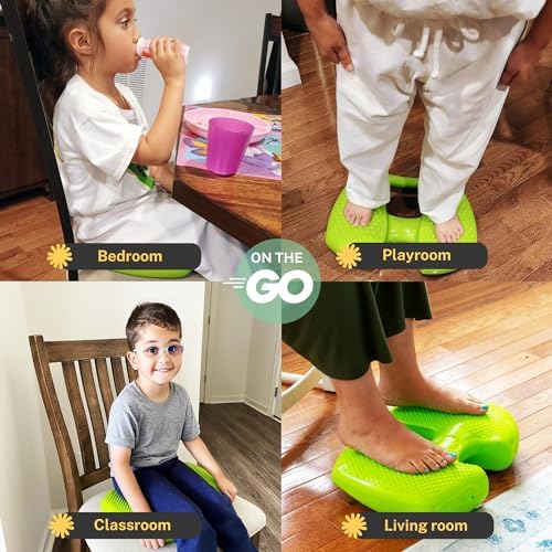 Special Needs Essentials FocusPad 3-in-1 Sensory Wobble Cushion - Silent Wiggle Seat, Foot Fidget & Balance Pad for Kids and Adults with ADHD or Autism | Lime Green