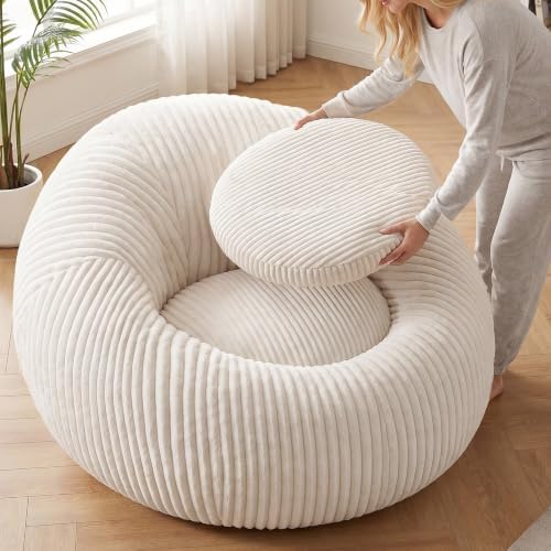 Homkdom Bean Bag Chairs for Adults, Giant Bean Bag Sofa with Back Support