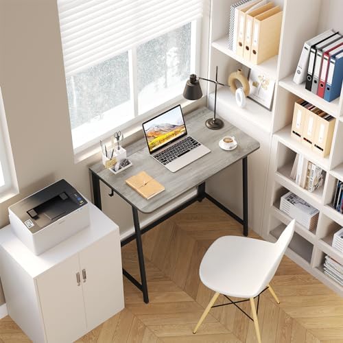 WOHOMO Folding Desk 31.5" Foldable Computer Table for Small Spaces GrayWash