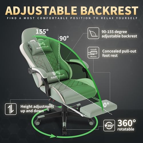 Gamtimer Gaming Chair, 400 LB Weight Capacity,with Pocket Spring Cushion