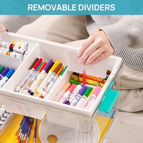 Vtopmart 24 QT Clear Plastic Craft Storage Box with Tray & Dividers, 2 Pack