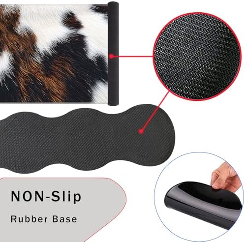 Mouse Pad,Large Pink Desk Mat, 4in1 XXL Mousepad + Keyboard Wrist Rest+Mouse Wrist Rest+Coaster Set with Ergonomic Desk Pad for Home Office Table Computer-Cute Cowhide Brown Black Cow