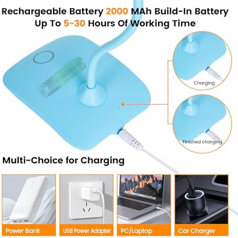 Portable Battery Powered Desk Lamp Small Rechargeable LED Table Light