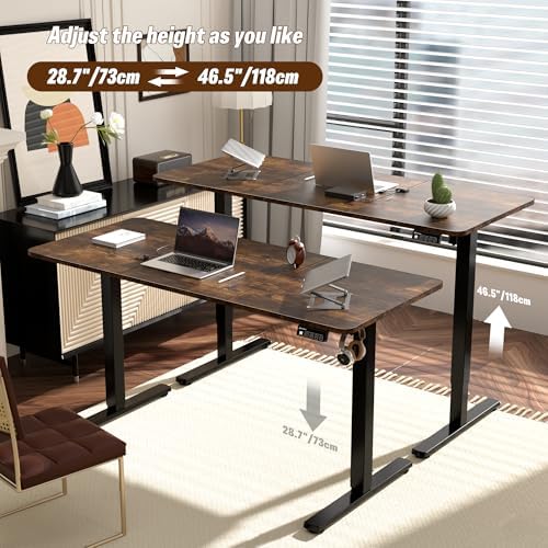 55"x24" Standing Desk, Height Adjustable Sit-Stand Home Office, Brown