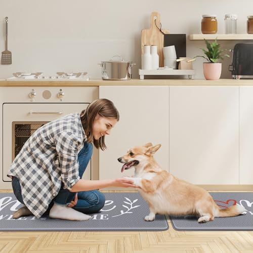 HappyTrends Kitchen Mat for Floor, 2PCS Anti-Fatigue Kitchen Rugs