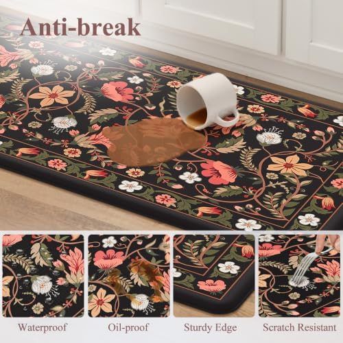 KIMODE Kitchen Mats for Floor Cushioned Anti Fatigue,Kitchen Rug 2 piece