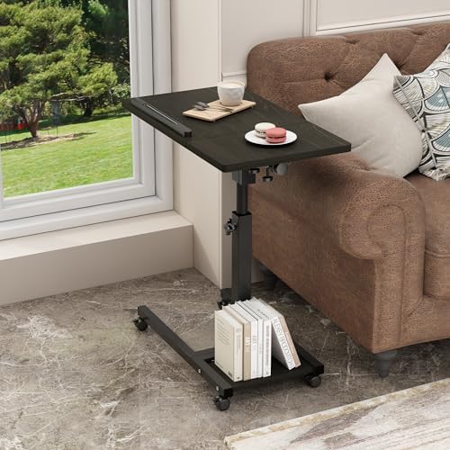 TigerDad Mobile Adjustable Height Laptop Stand PC Computer Portable Notebook Swivel Laptop Desk Rolling Table Desk Cart Tiltable with Wheels Casters& Mouse Pad Table