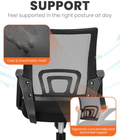 NEO CHAIR Office Computer Ergonomic Mid-Back Mesh Desk Chair, Dark Black