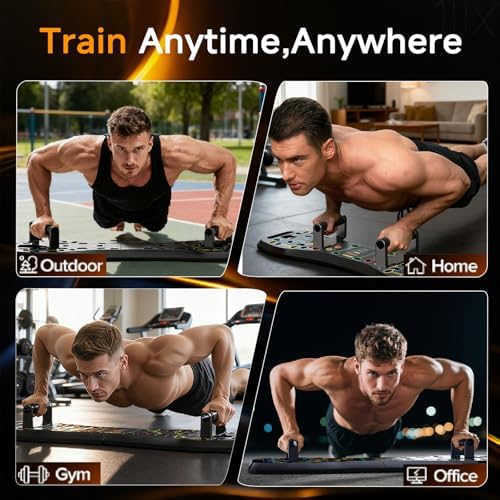 LALAHIGH Push Up Board,36 in 1 Home Gym Equipment with Ab Roller Wheel & Resistance Bands, Portable Foldable Workout Board for Full Body Strength Training Men Women,Gift for Boyfriend