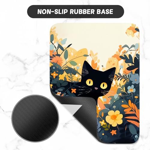Small Mouse Pad, Mini Mouse Pad 6 x 8 Inch, Thick Rubber Waterproof Mouse Mat, Cute Mousepad for Women Men Wireless Mouse Laptops Home Office, Cute Cat in Flower