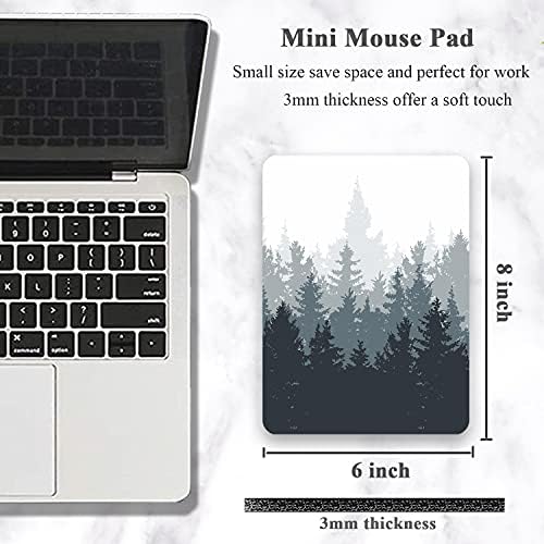 Small Mouse Pad, Mini Mouse Pad 6 x 8 in, Thick Rubber Waterproof Mouse Mat, Cute Mousepad for Women Men Kids Wireless Mouse Mini Laptops Keyboard Tray Home Office Travel, Black White Forest