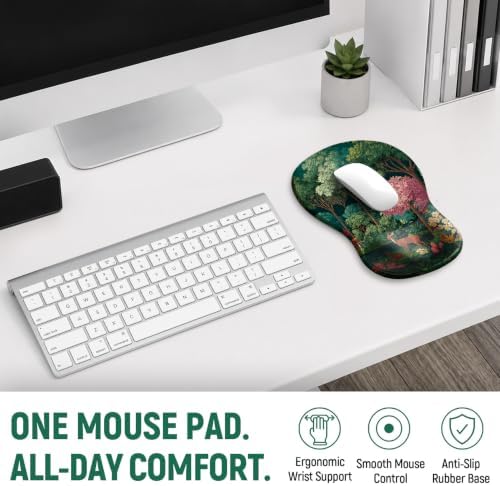 Ergonomic Mouse Pad with Wrist Rest, Gel Wrist Support, Forest