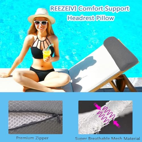 1 Pack Headrest Pillow for Patio Chaise Lounge,Recliner,Beach Chair,Gray
