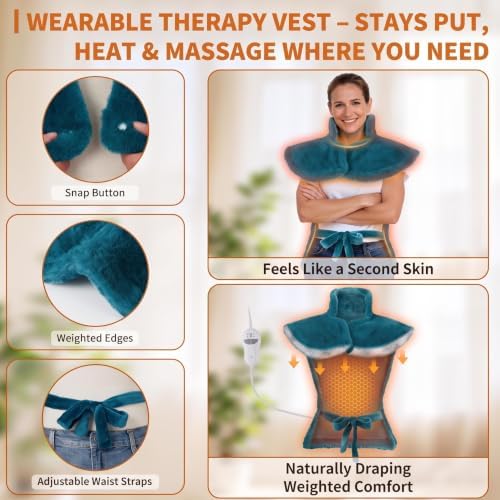 Massaging Heating Pad for Neck and Shoulders and Back, Gifts for Mom Dad