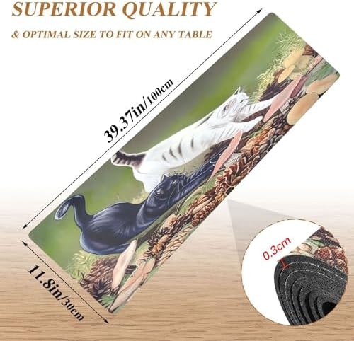 Cat Stretching Trivet Table Runner for Hot Dishes and Pots, Heat Resistant Waterproof Anti-Slip Table Protector for Kitchen Decor, 11.8x39.4 in
