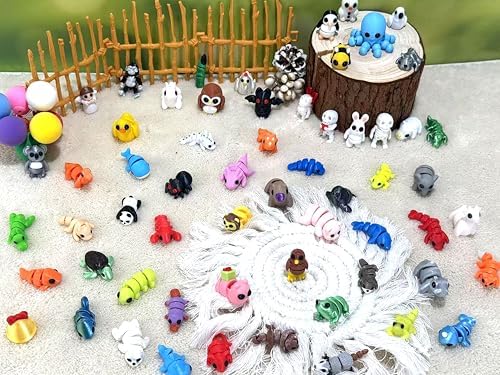 260PCS 3D Printed Animal Figurines,Articulated Fidget Toys,Cute Mini Animal