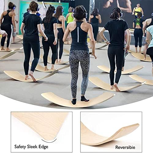 Gentle Monster Wooden Wobble Balance Board, 35 Inch Rocker Board Natural Wood, Open Ended Learning Toy, Yoga Curvy Board for Classroom & Office Adult