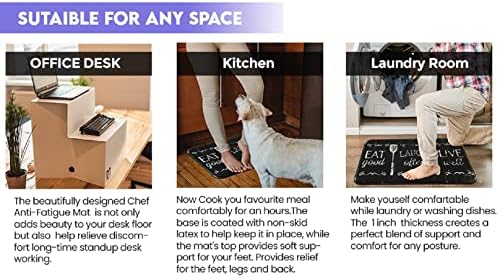 J&V TEXTILES Anti Fatigue Cushioned Comfort Mat, Ergonomically Durable, Supportive, Padded, Thick and Washable, Stain-Resistant, Kitchen, Garage, Office Standing Desk Mats (Boho Study Floral)*