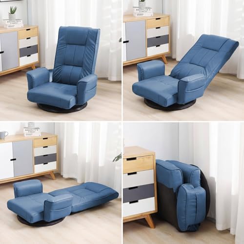 360° Swivel Floor Chair, 14-Position Adjustable, Folding