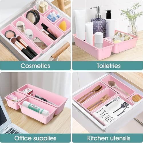 25 PCS Plastic Drawer Organizer Set, Makeup Organizers and Storage Bins