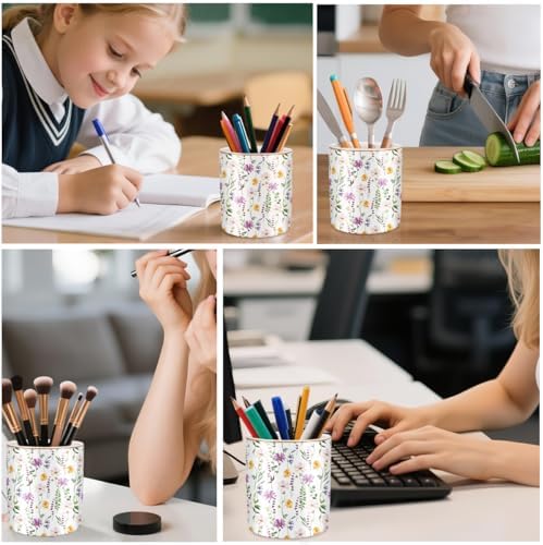 Large Capacity FLoral Pen Holder for Desk, Ceramic Pencil Holder Pen Cup Marker Holder Makeup Brush Holder, Desk Accessories & Workspace Organizers for Home, Office, Colored