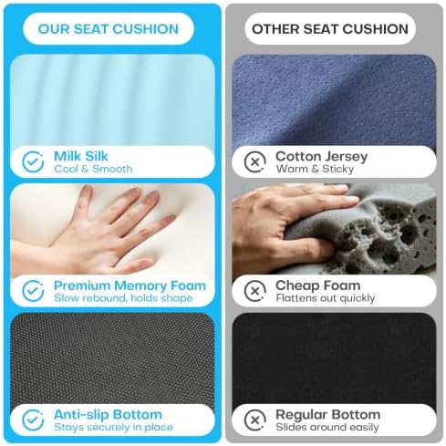Ergonomic Seat Cushion for Office Chairs Lumbar Support Pillow, Blue