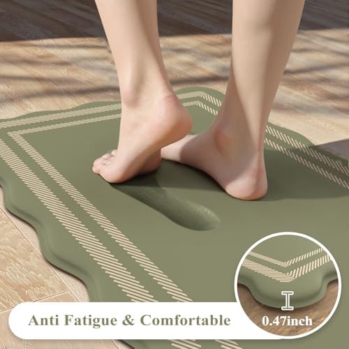 KIMODE Anti Fatigue Mats for Kitchen Floor,Farmhouse Kitchen Rugs Sets of 2