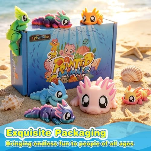 Axolotl 3D Printed Animal Toy, 8-Piece Family Set