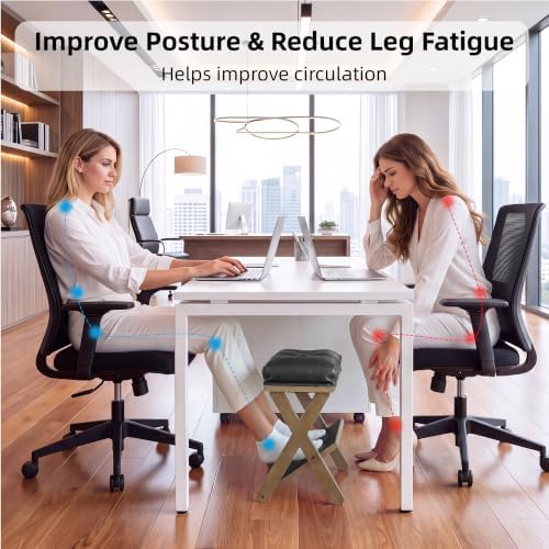 Foot Rest Under Desk at Work, Solid Wood Double Step Footstool