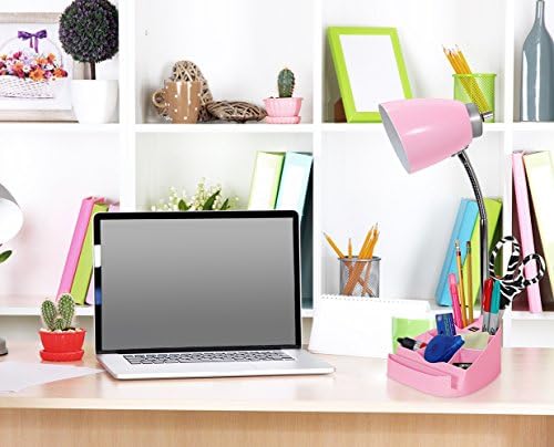 Limelights LD1056-PNK Desk Lamp Organizer with iPad Tablet Book Stand and USB Charging Port, Pink