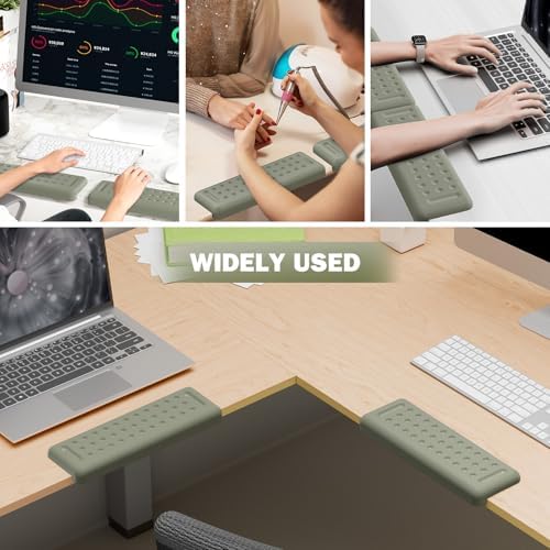 Leolee L-Shaped Desk Elbow Pads for Desk, Grey Memory Foam Arm Rest
