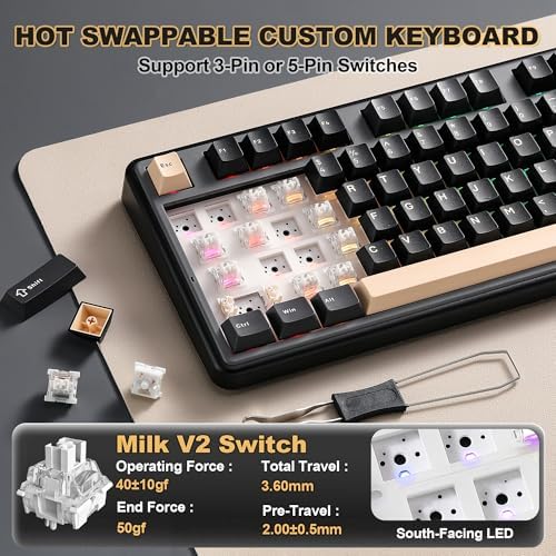 YUNZII B98 PRO 96% Wireless Mechanical Keyboard (Black, Milk Switch)