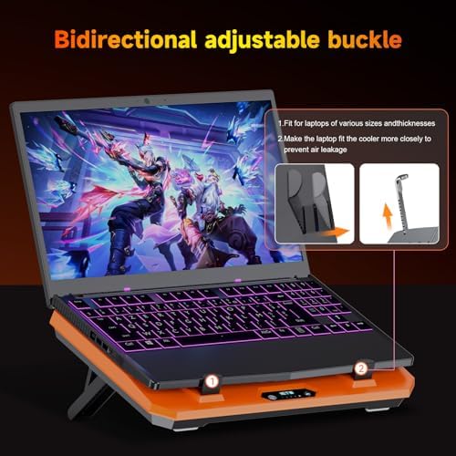 IETS GT300 Upgraded Laptop Cooling Pad with Adjustable Stand, Turbo Boosted Cooler for Rapid Cooling 10-17inch Gaming Laptop, Flexible Sealing Ring，Featuring Air Filtration and USB Hub
