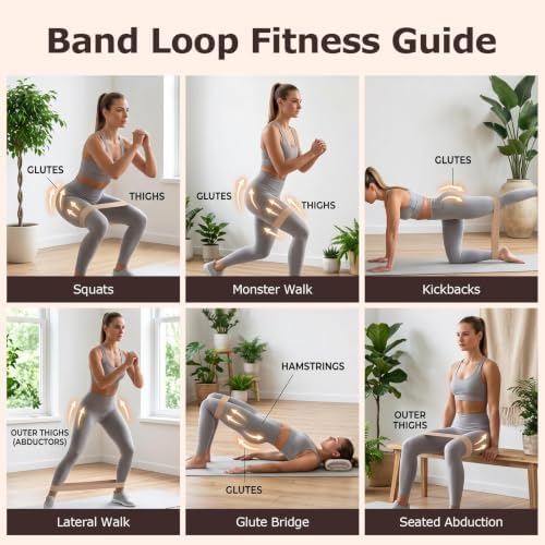 6-Pack Premium Natural Rubber Thickened Workout Resistance Bands Set for Home Gym & Physical Therapy, Anti-Snap Durable Exercise Bands for Full Body Strength Training, Legs, Glutes, Multi-Level