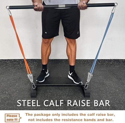 BLUSLM Multifunctional Steel Calf Raise Bar, Wide Standing Calf Raise Block for Calves Stretching, Foot Stretch Platform, Anti-Slip Squat Machine for Home Gym Workout (Black calf bar 01)