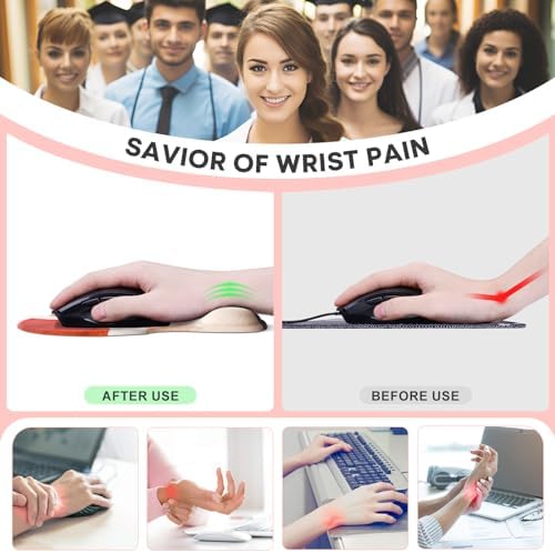 JIKIOU Ergonomic Mouse Pad with Gel Wrist Rest 2 Pack, Portable Small Boho