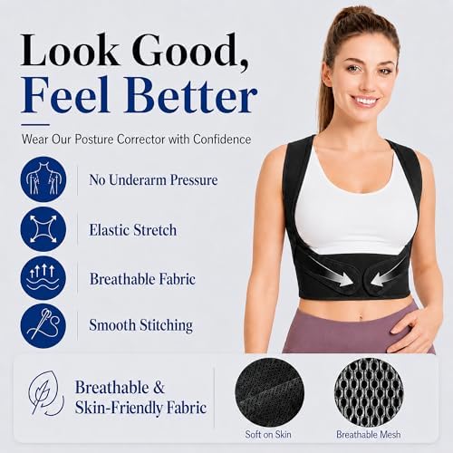 Lightweight Posture Corrector with Upper Back Brace for Women & Men
