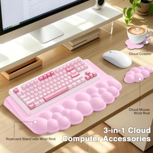 Sushret Cloud Wrist Rest with Keyboard Stand, Keyboard Riser with Wrist Pad