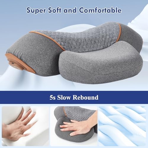 3-in-1 Neck Massager Pillow with Heat - Deep Tissue Vibration Massage & Cervical Traction for Neck Pain Relief, Portable Rechargeable Neck Hump Corrector (Rechargeable)