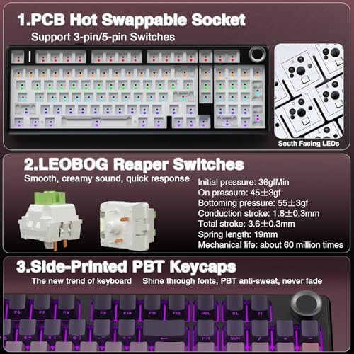 AULA F99 Pro Wireless Mechanical Keyboard with Number Pad, Knob, 99 Keys