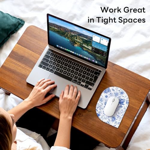 Contoured Oval Mouse Pad 6x8in Non-Slip for Laptop,Plants