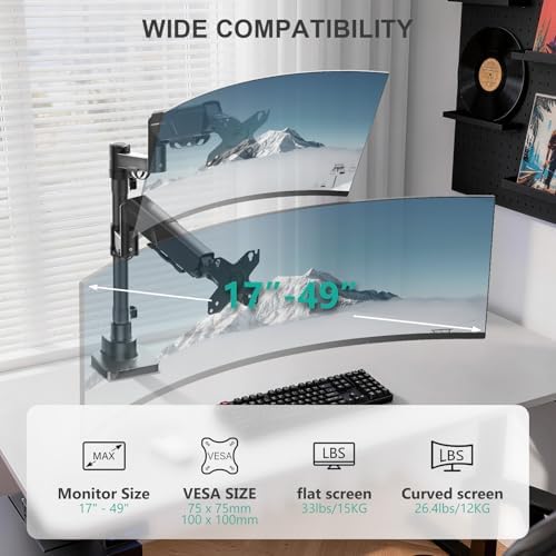 WALI Vertical Dual Monitor Mount for 17-49 inch Curved Screens, up to 33lbs