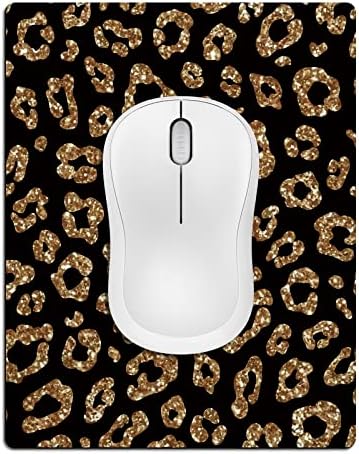 Small Mouse Pad Cute, Mini Mouse Pads for Wireless Mouse and Laptop, Travel Mousepads with Designs - Gold Glitter Leopard, Portable Mousepad 5.5 x 7 Inch, Kawaii Desk Decor for Women