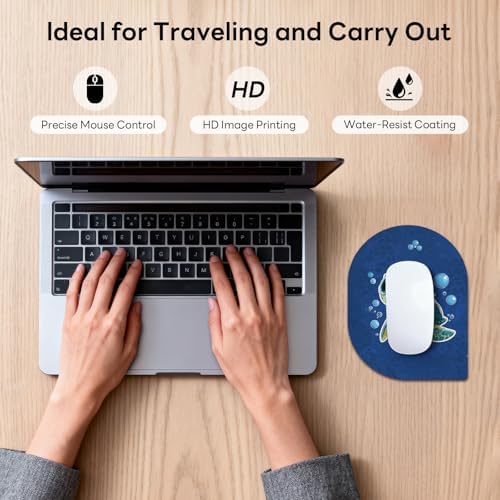 Contoured Oval Mouse Pad 6x8in Non-Slip for Laptop,Turtle