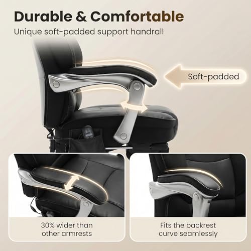 Big and Tall Massage & Heat Office Chair, Ergonomic Gaming Chair, Black
