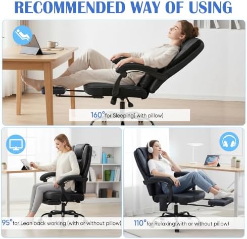 400lbs Reclining Office Chair with Ergonomic Lumbar Support