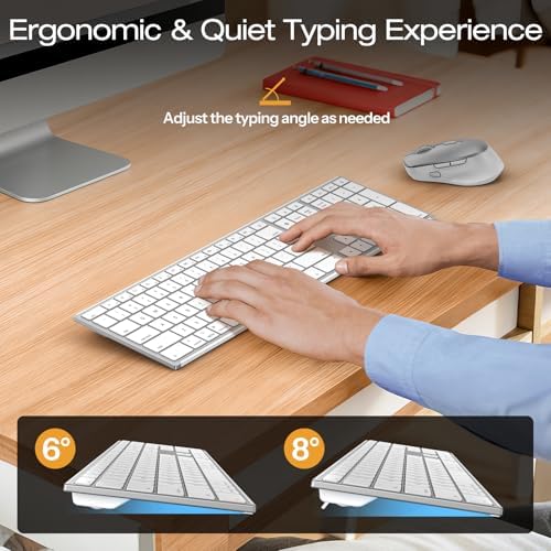 OMOTON Wireless Keyboard and Mouse Combo for Mac, Full-Size Metal Frame