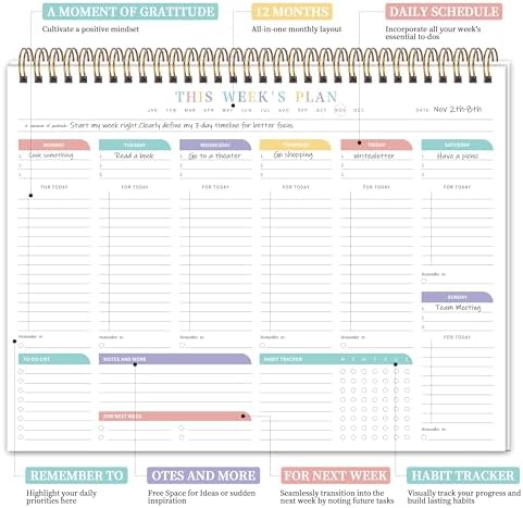 TREES Weekly To-Do List Notepad, 52-Week Desk Planner Organizer, 8.5" x 11"