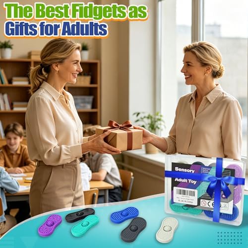 Teacher Must Have Sensory Fidget Toys for Adults 6 Pack Silicone Worry Stones for Autism ADHD Anxiety Calming Down Kids Quiet Silent Figette Stress Relief for Therapy Office Desk Figets Toys Set
